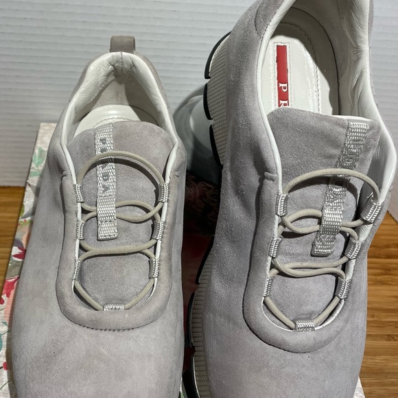Authentic Prada slipper sneakers in soft grey suede - Picture 3 of 13